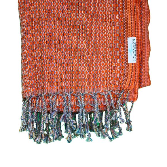 Salt Rag Beach Towel - "Orange Hippie Rag" [Sand Free Turkish Beach Towel] - Picture 2 of 4